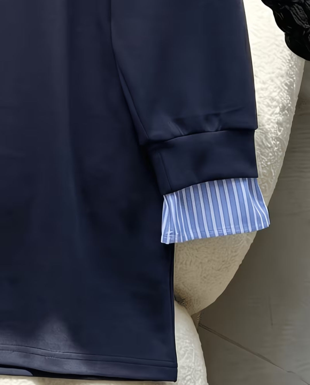 Navy Blue "Fake" Two Layer Dress