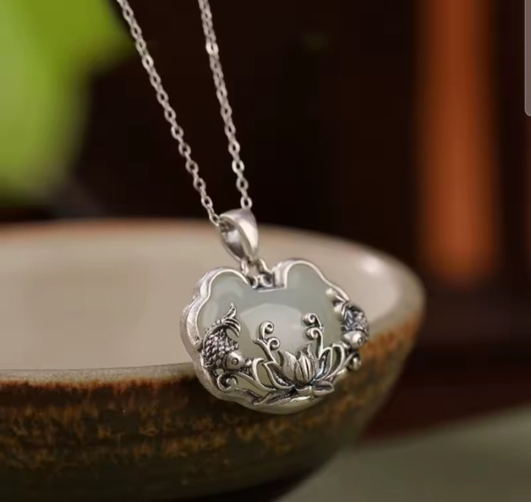 Natural Hotan Jade Pendant & Chain