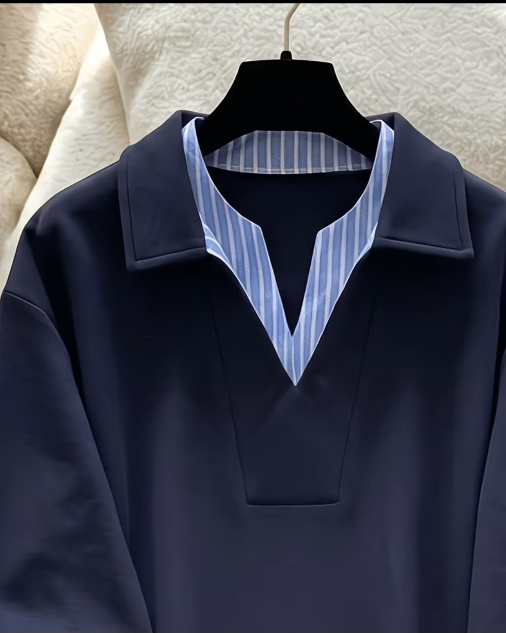 Navy Blue "Fake" Two Layer Dress